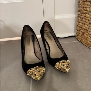 Zara Black and Gold Women's Heels